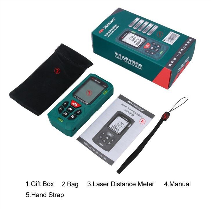 40m 132ft Digital Laser Distance Meter With 2 Bubble Levels
